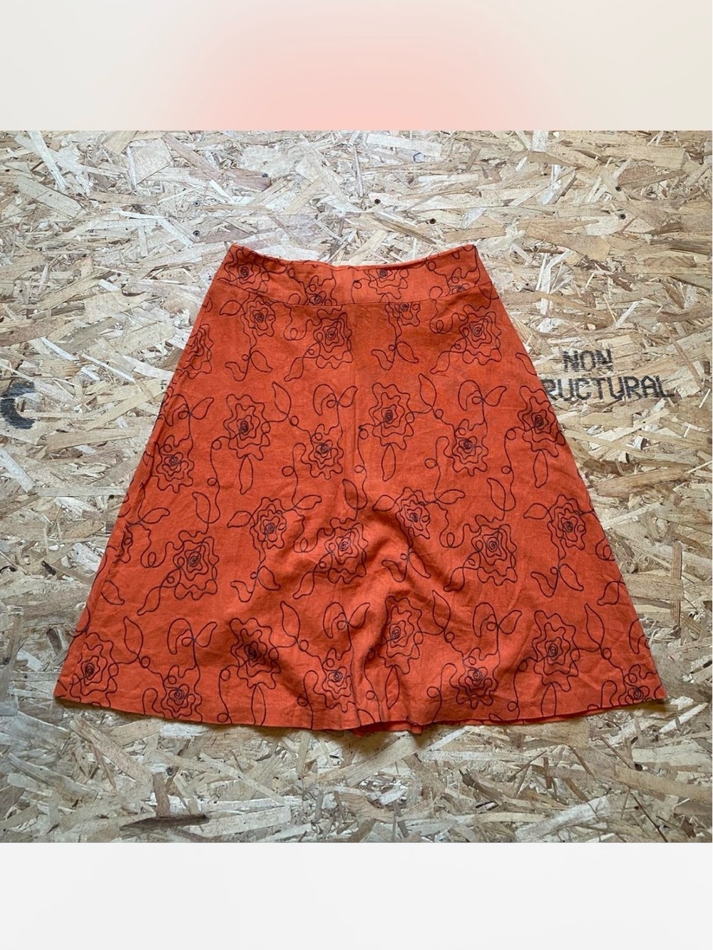 Women's Orange & Brown Floral A-Line Skirt